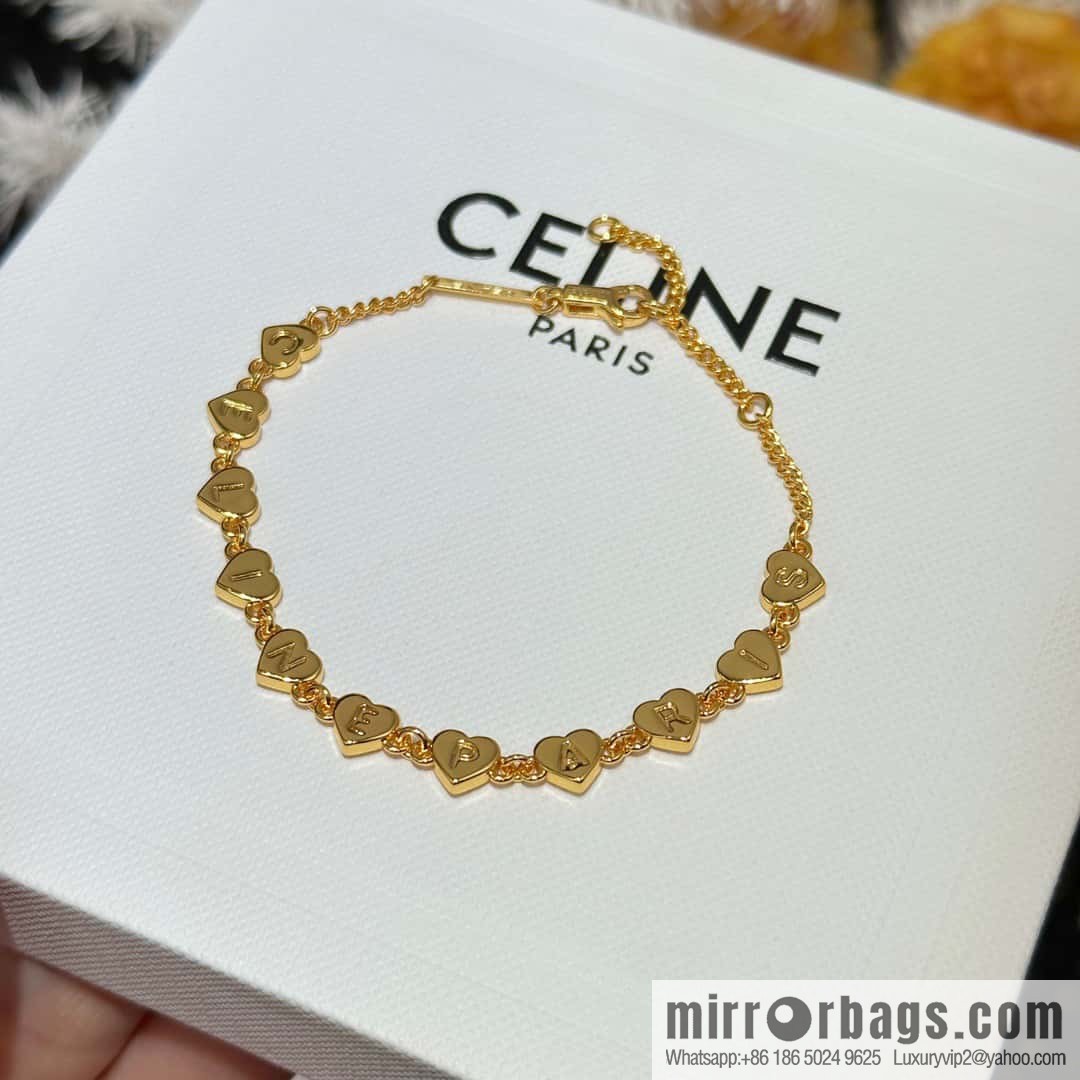 ❗️New ❗️ ☀️ New ☑️ Celine double peach heart love ❤️ bracelet ☀️