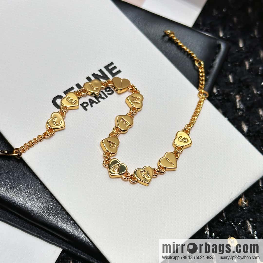 ❗️New ❗️ ☀️ New ☑️ Celine double peach heart love ❤️ bracelet ☀️