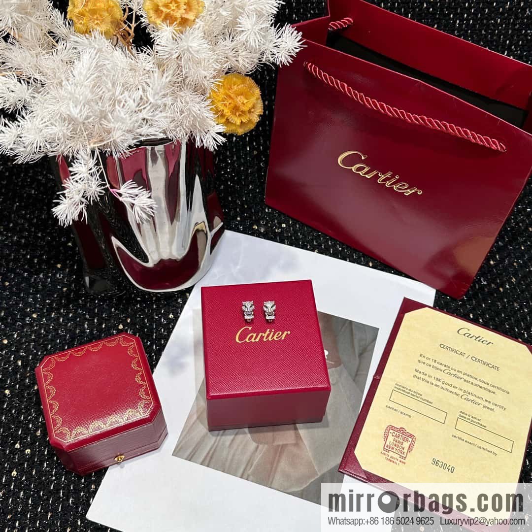 ❗️New product ❗️ ☀️ original order ☀️ Cartier PANTHÜRE DECARTIER Jungle series full drill leopard stud earrings ear shot earrings ☀️