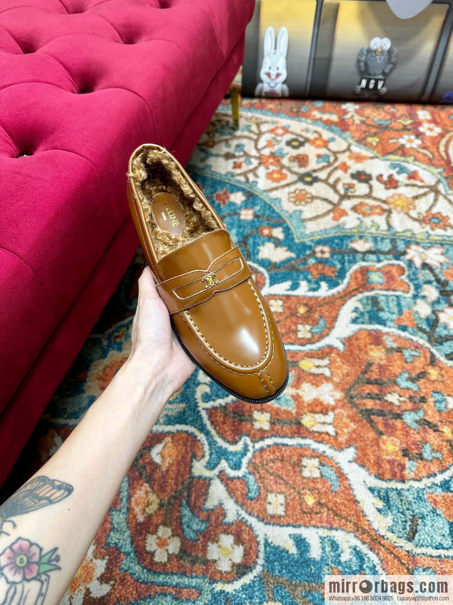 🐰🐰CELIN * E autumn and winter Arc de Triomphe loafers