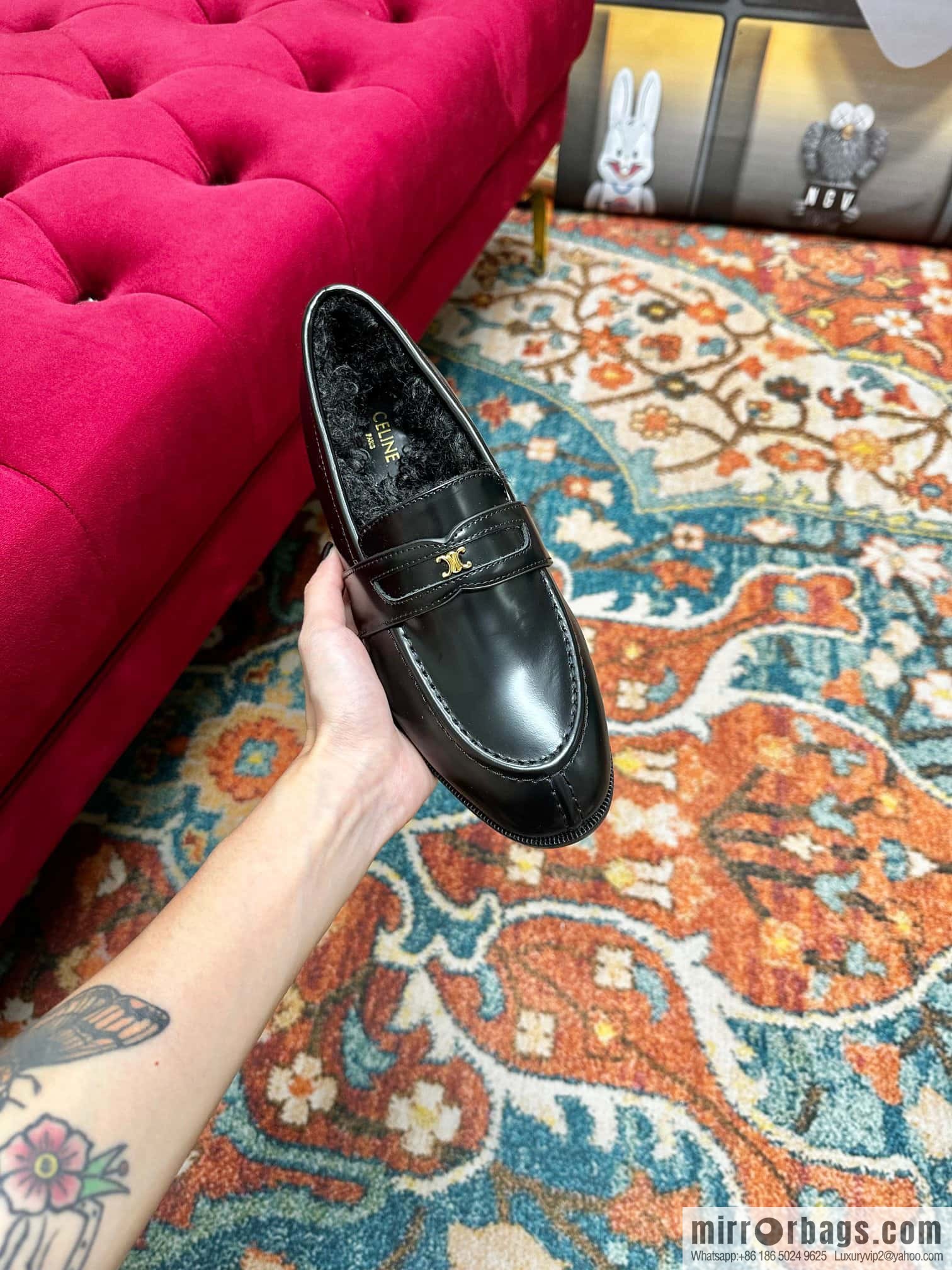 🐰🐰CELIN * E autumn and winter Arc de Triomphe loafers
