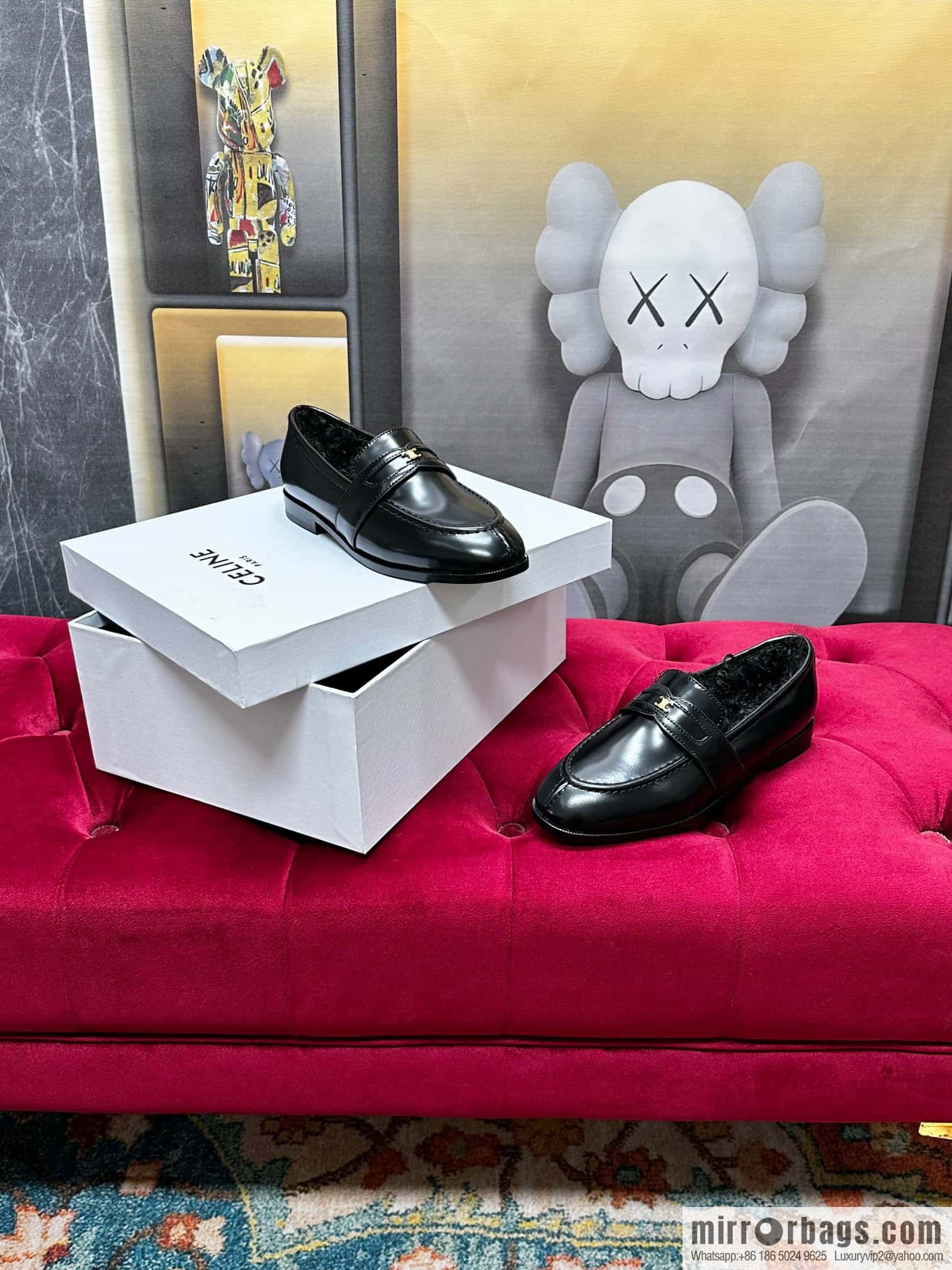 🐰🐰CELIN * E autumn and winter Arc de Triomphe loafers