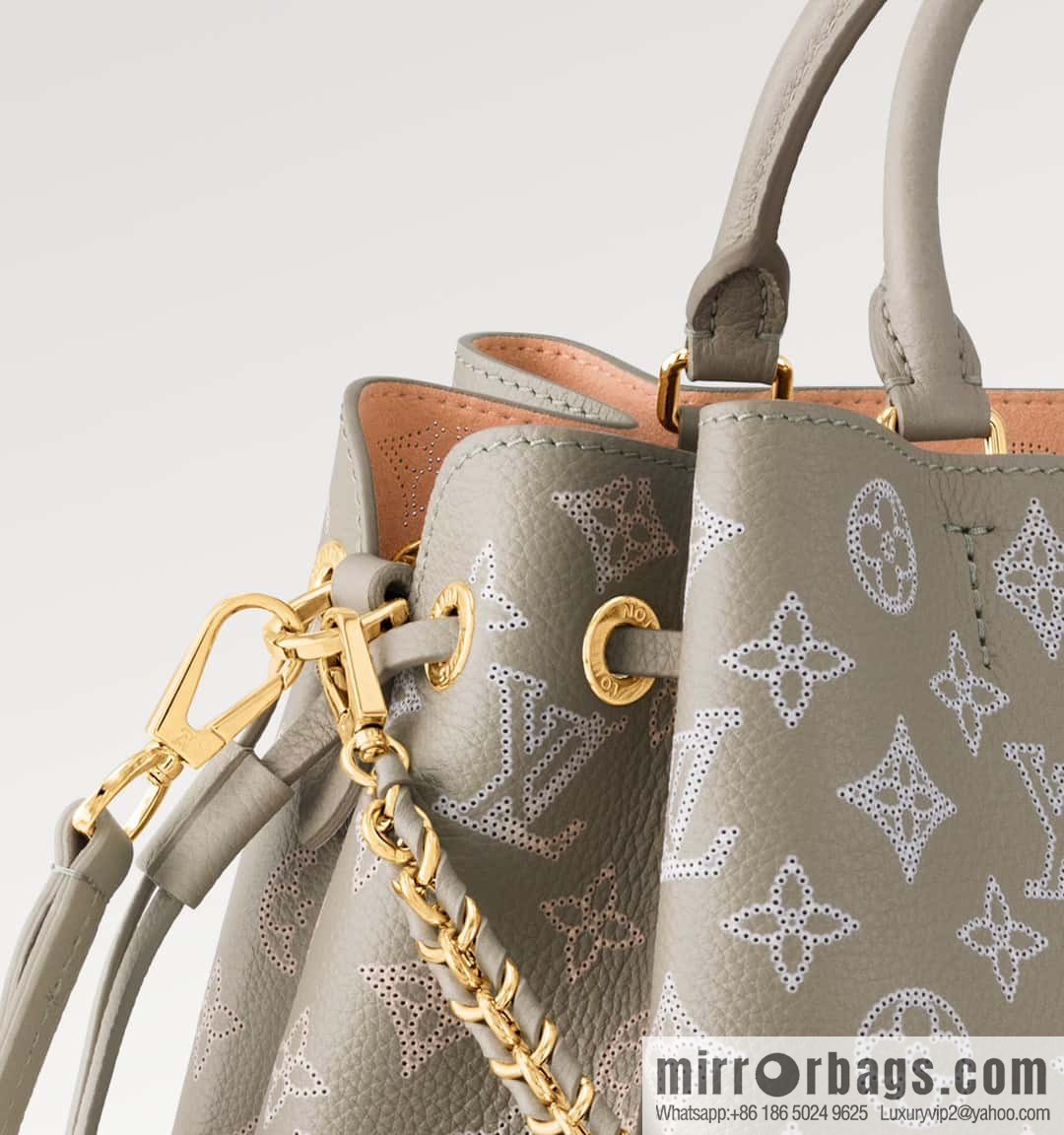 [Premium‑quality] M23395 light gray, full leather shopping bag series BELLA TOTE handbag m23395 gray gradual change (cut-out)