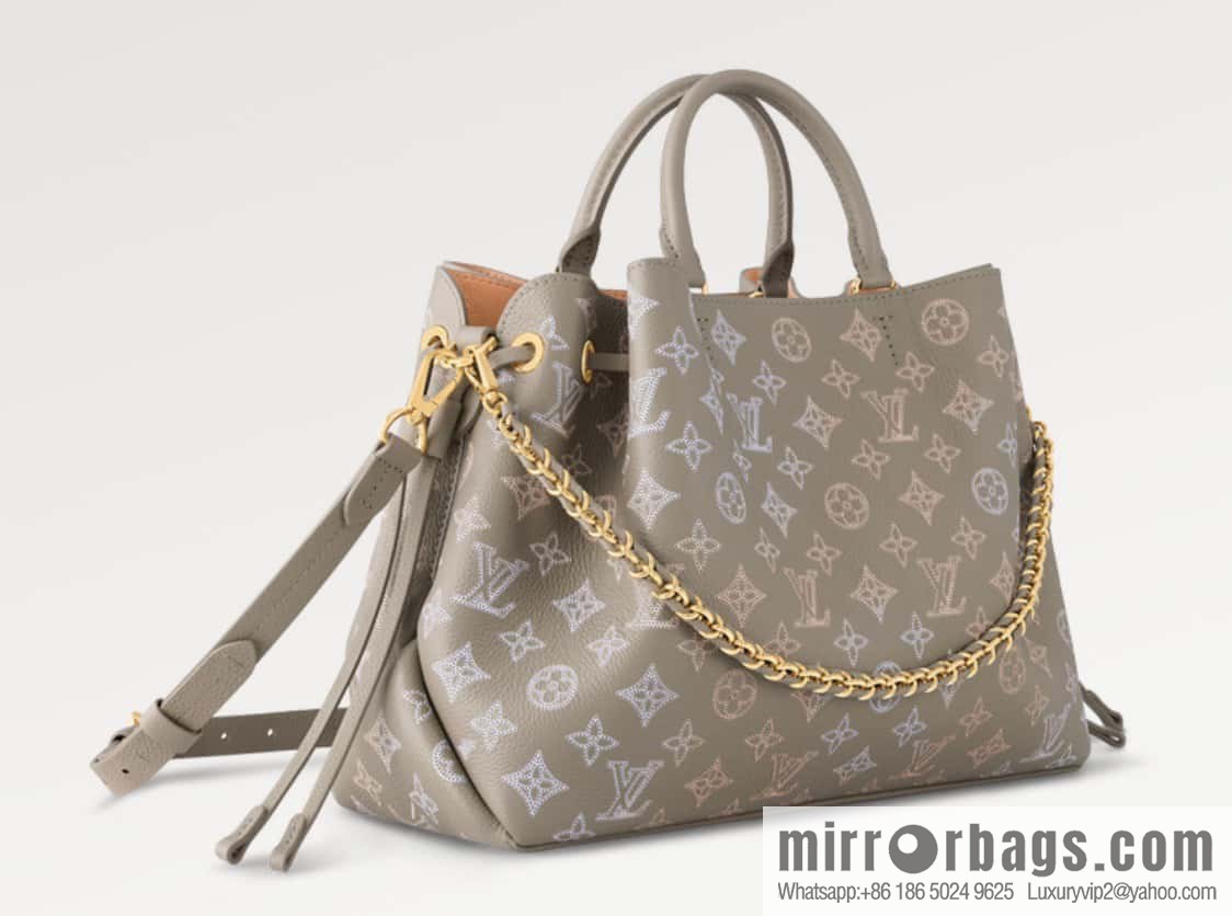 [Premium‑quality] M23395 light gray, full leather shopping bag series BELLA TOTE handbag m23395 gray gradual change (cut-out)