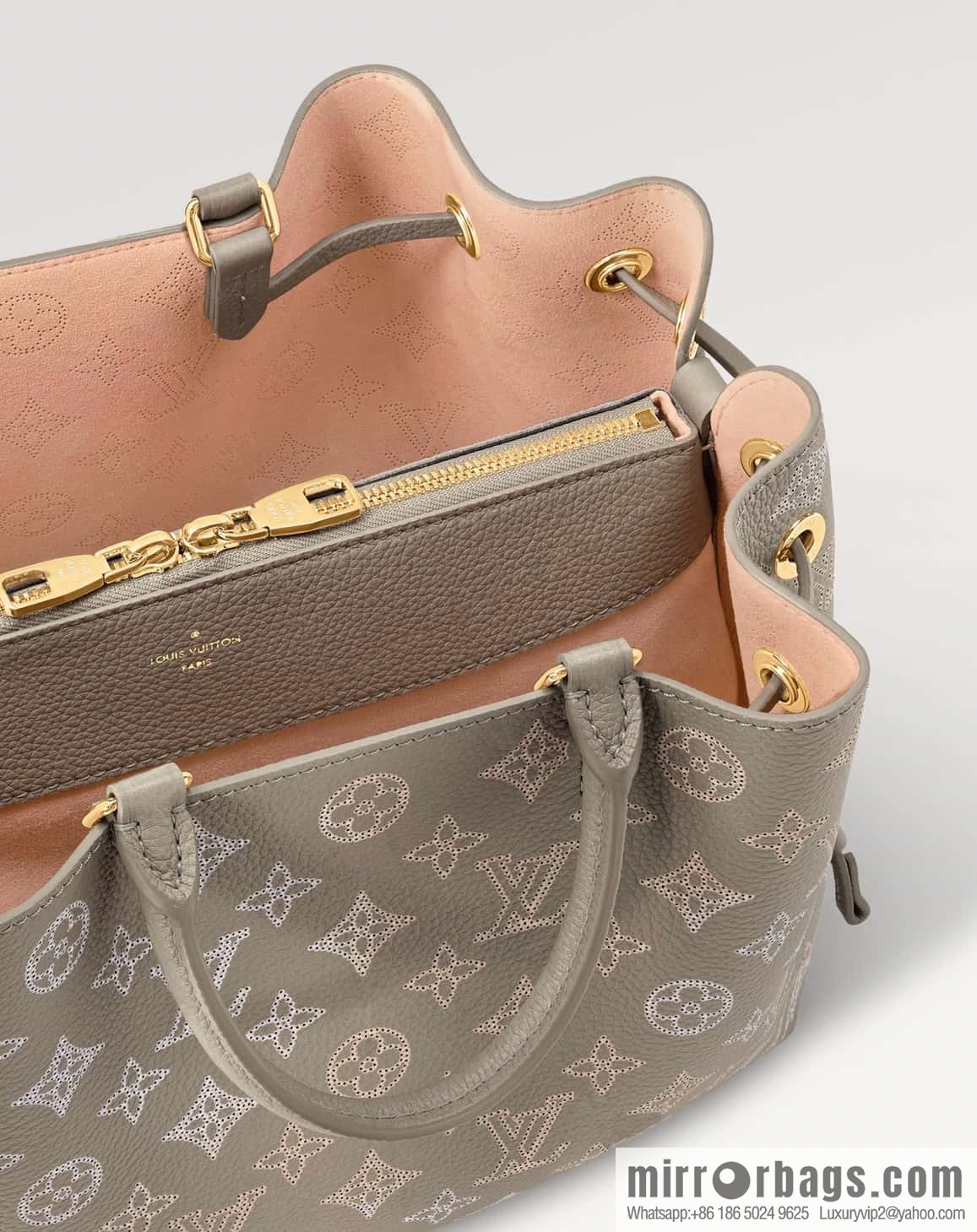 [Premium‑quality] M23395 light gray, full leather shopping bag series BELLA TOTE handbag m23395 gray gradual change (cut-out)