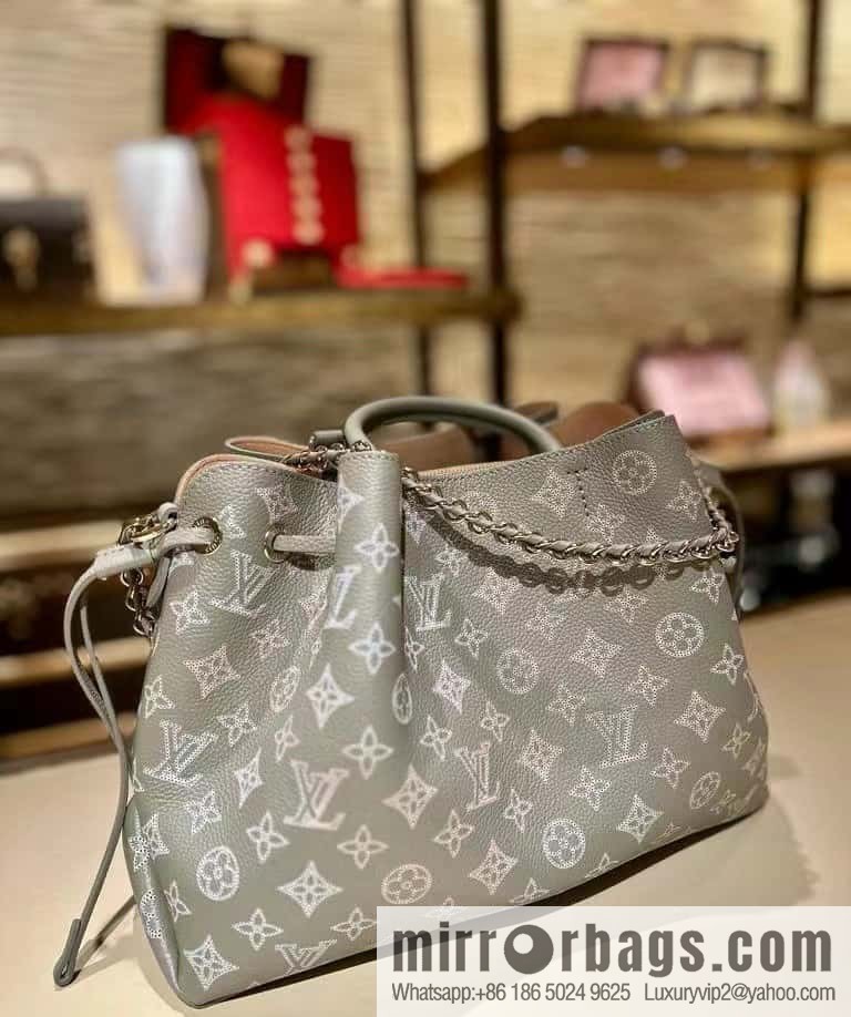 [Premium‑quality] M23395 light gray, full leather shopping bag series BELLA TOTE handbag m23395 gray gradual change (cut-out)