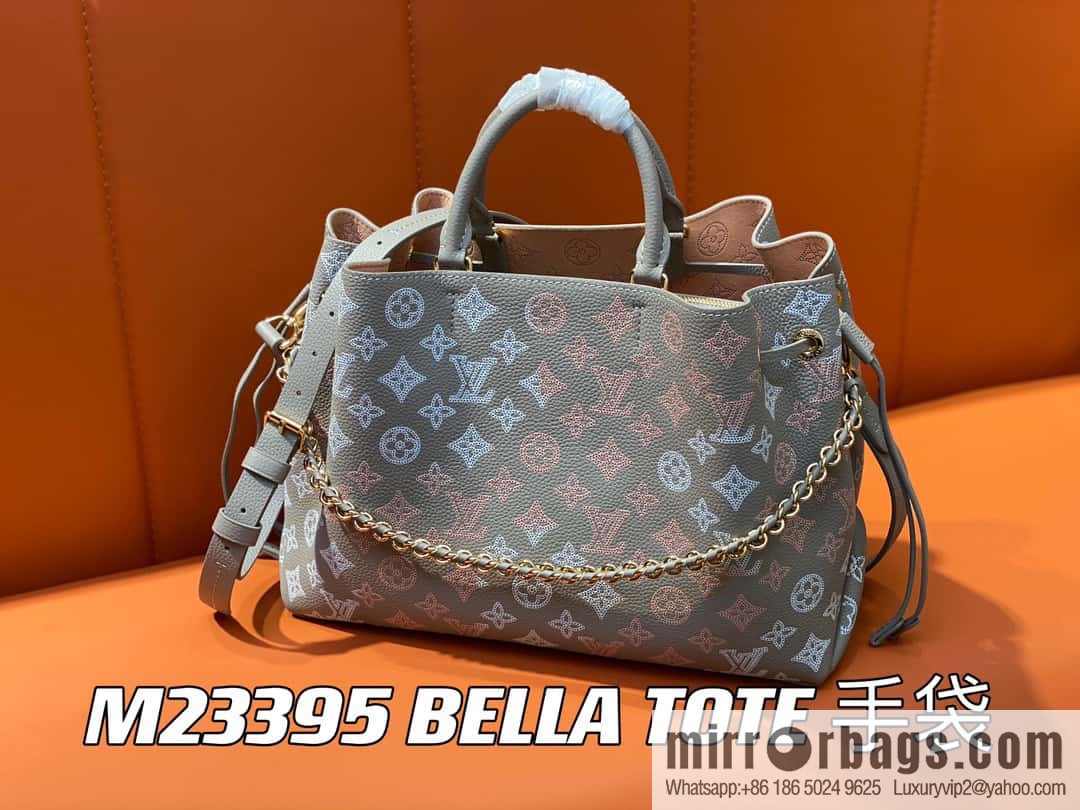 [Premium‑quality] M23395 light gray, full leather shopping bag series BELLA TOTE handbag m23395 gray gradual change (cut-out)