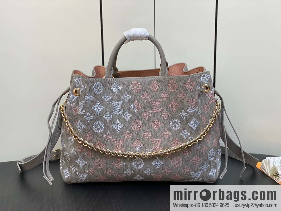 [Premium‑quality] M23395 light gray, full leather shopping bag series BELLA TOTE handbag m23395 gray gradual change (cut-out)