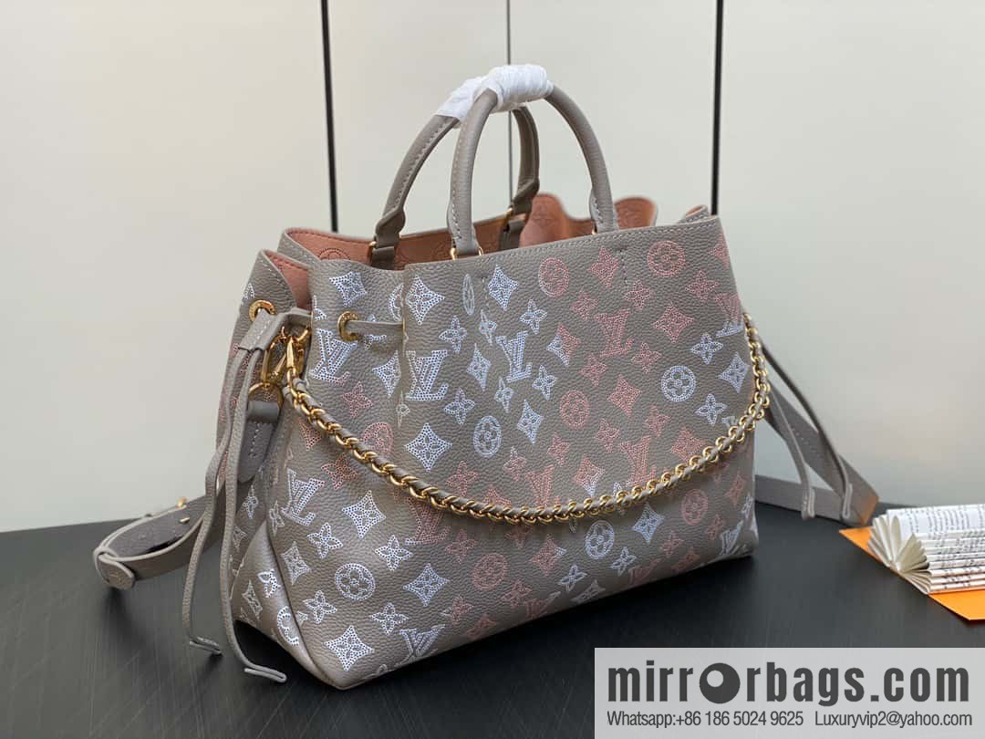 [Premium‑quality] M23395 light gray, full leather shopping bag series BELLA TOTE handbag m23395 gray gradual change (cut-out)