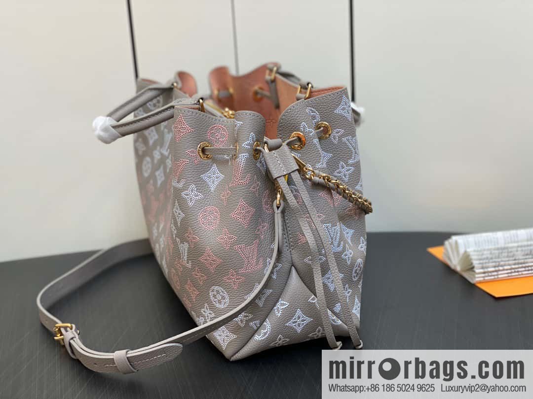 [Premium‑quality] M23395 light gray, full leather shopping bag series BELLA TOTE handbag m23395 gray gradual change (cut-out)