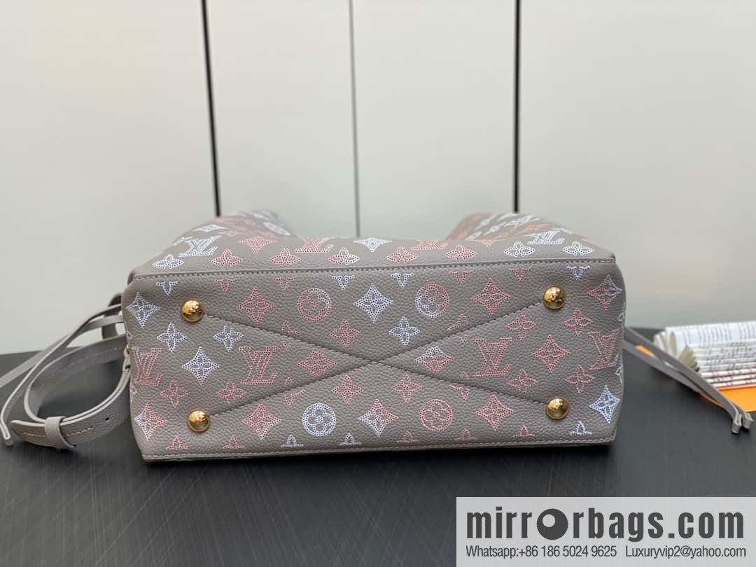 [Premium‑quality] M23395 light gray, full leather shopping bag series BELLA TOTE handbag m23395 gray gradual change (cut-out)