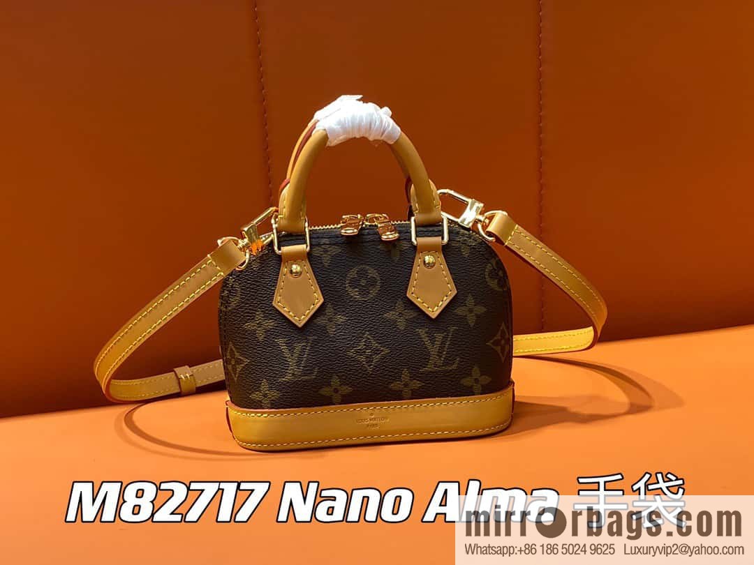 [Premium‑quality] M82717 monogram mini shell bag series New launch Nano Alma handbag