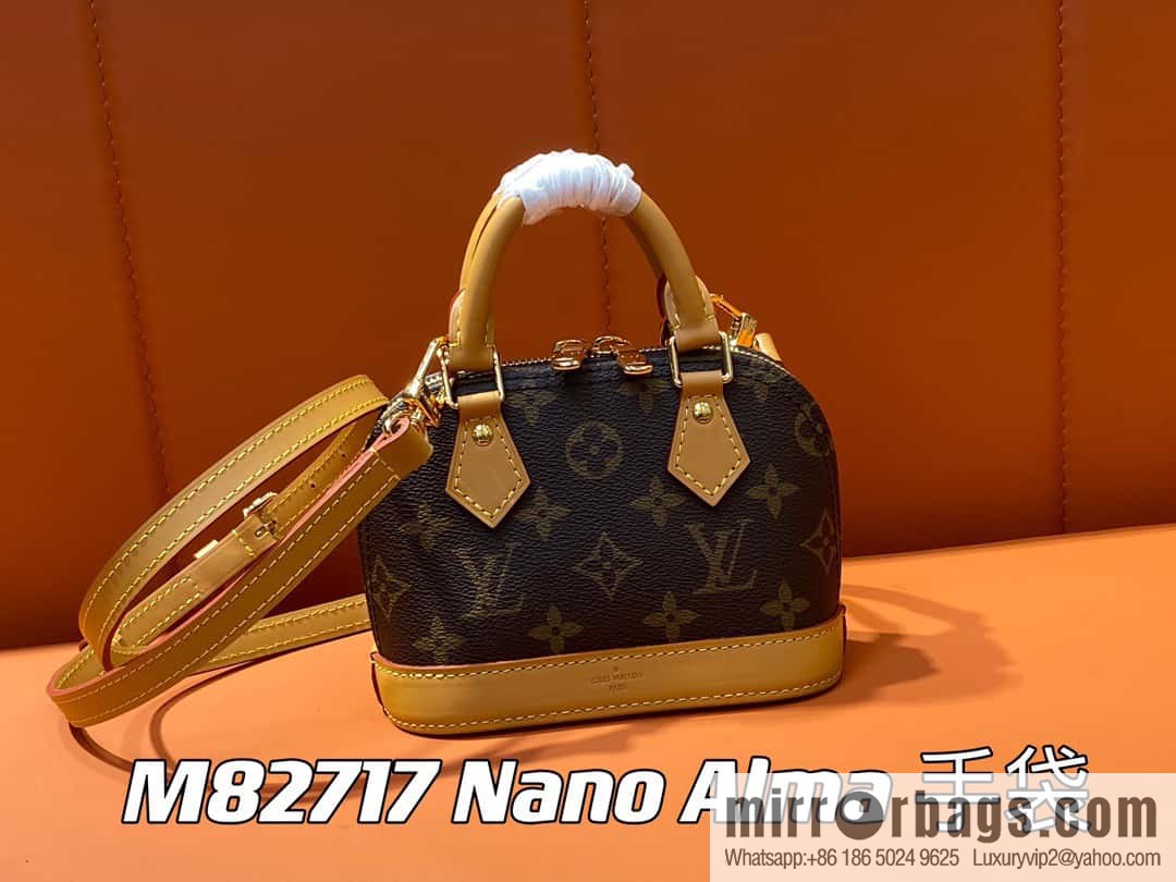 [Premium‑quality] M82717 monogram mini shell bag series New launch Nano Alma handbag