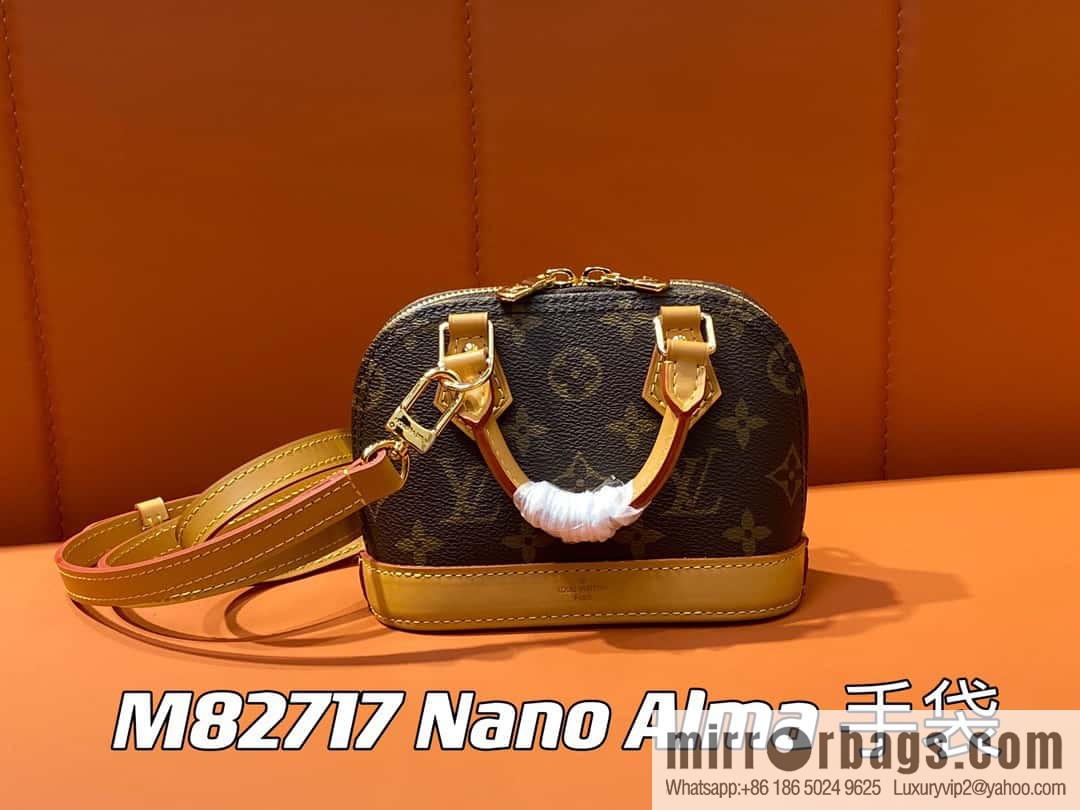 [Premium‑quality] M82717 monogram mini shell bag series New launch Nano Alma handbag
