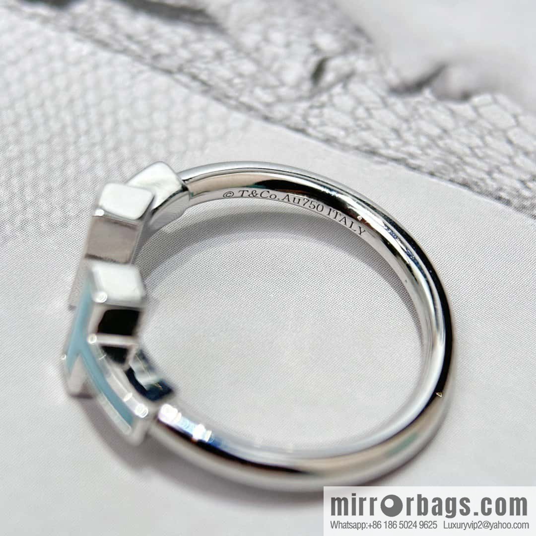 ☀️Tiffany & co Tiffany, Classic T-Series, Turquoise Silver Double T-Ring with Diamonds ☀️