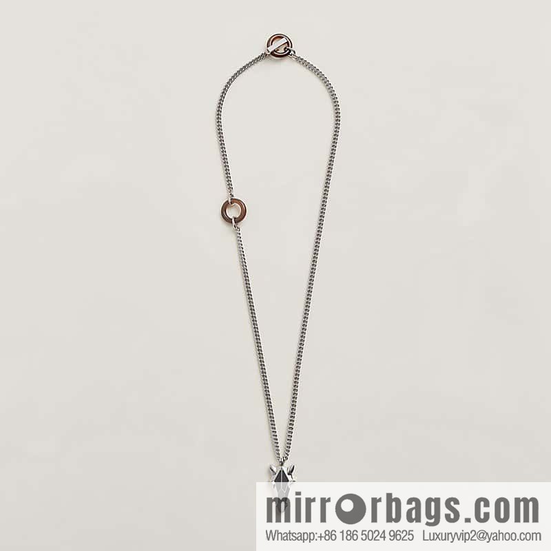 HERMES Destrier bull head horn ring necklace