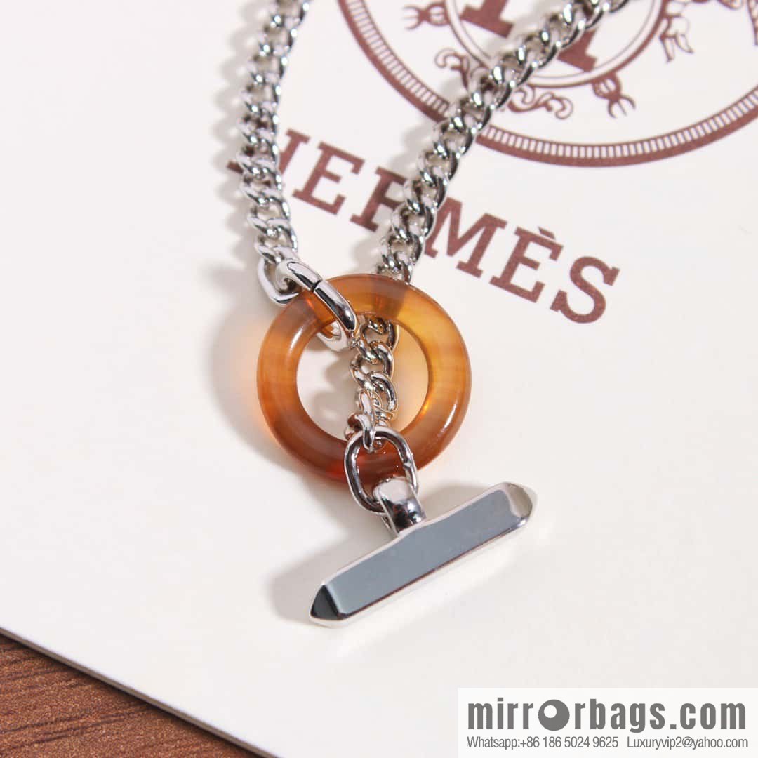 HERMES Destrier bull head horn ring necklace