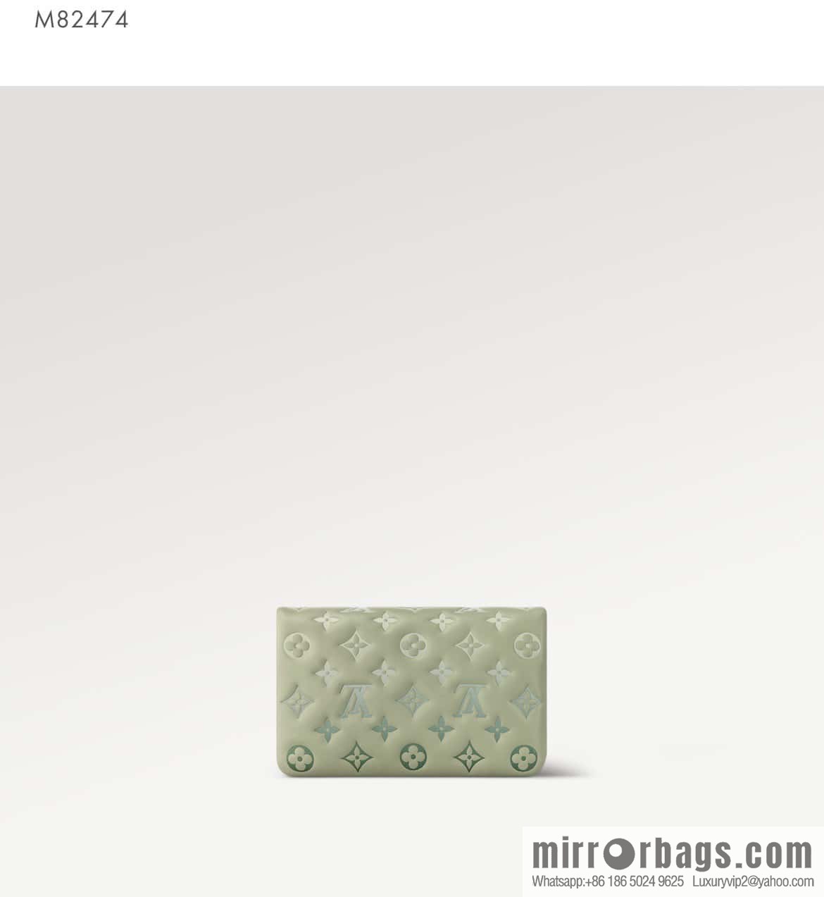Louis Vuitton LV [Premium‑quality] M82474 green silk screen, full leather chain bag series Pochette Coussin handbag