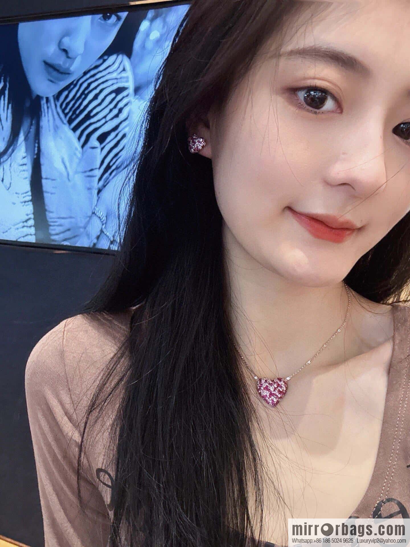 ❗New ❗ ☀ bracelet necklace ☀ APM Yang Zi same series, fuchsia love ❤️ peach heart adjustable bracelet necklace