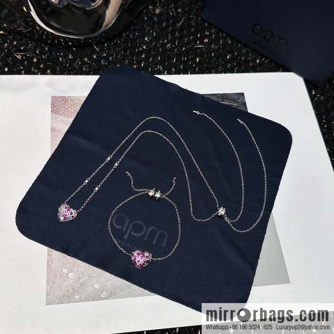 ❗New ❗ ☀ bracelet necklace ☀ APM Yang Zi same series, fuchsia love ❤️ peach heart adjustable bracelet necklace