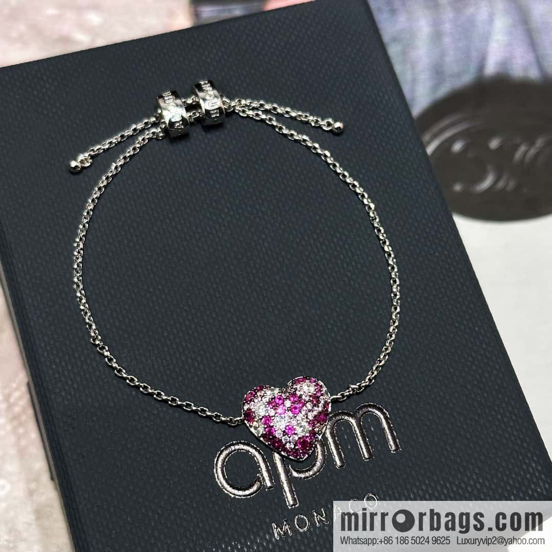 ❗New ❗ ☀ bracelet necklace ☀ APM Yang Zi same series, fuchsia love ❤️ peach heart adjustable bracelet necklace