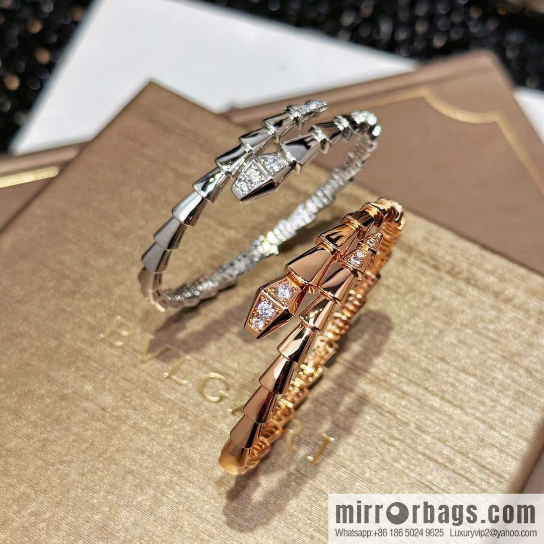 ❗️CNC Version ❗️ ☀️ Bulgari BVLGARI Narrow Edition Headtail Bracelet with Drilled Snake Bone ☀️ Rose Gold, Silver ☀