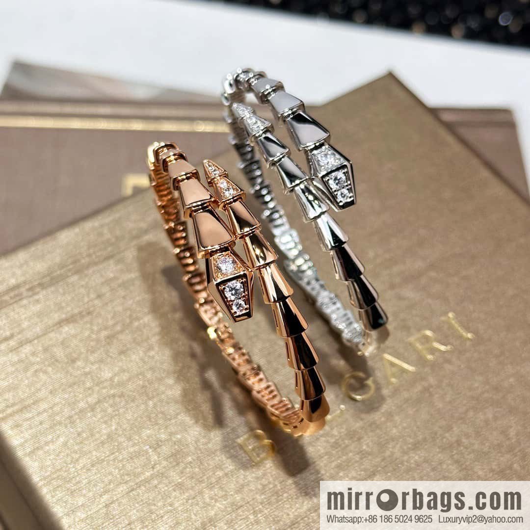 ❗️CNC Version ❗️ ☀️ Bulgari BVLGARI Narrow Edition Headtail Bracelet with Drilled Snake Bone ☀️ Rose Gold, Silver ☀