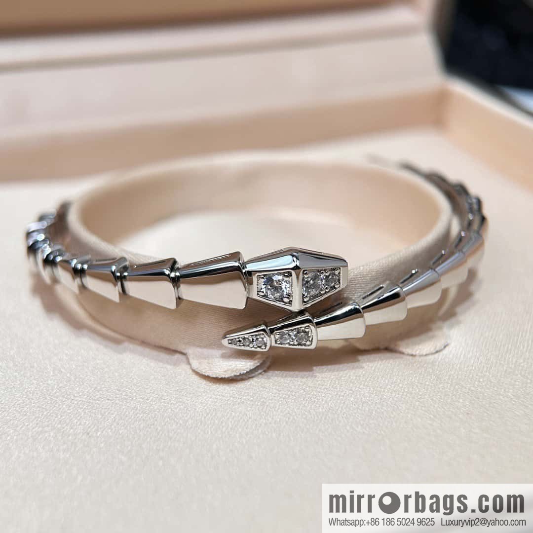 ❗️CNC Version ❗️ ☀️ Bulgari BVLGARI Narrow Edition Headtail Bracelet with Drilled Snake Bone ☀️ Rose Gold, Silver ☀