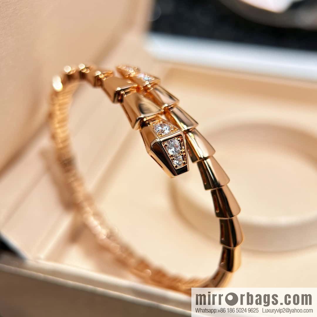 ❗️CNC Version ❗️ ☀️ Bulgari BVLGARI Narrow Edition Headtail Bracelet with Drilled Snake Bone ☀️ Rose Gold, Silver ☀