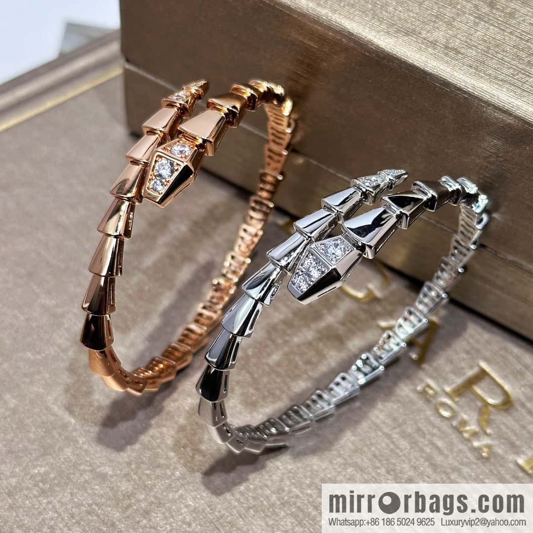 ❗️CNC Version ❗️ ☀️ Bulgari BVLGARI Narrow Edition Headtail Bracelet with Drilled Snake Bone ☀️ Rose Gold, Silver ☀