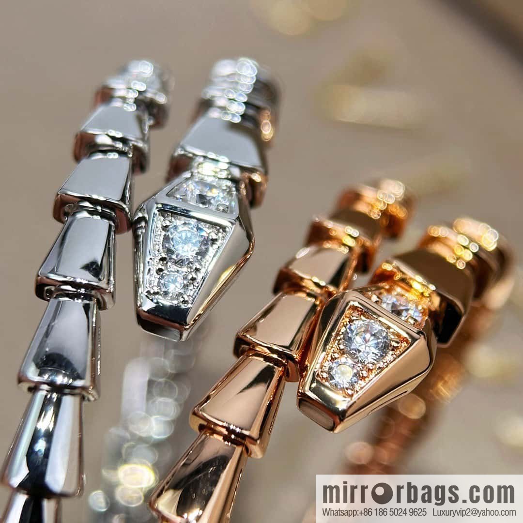 ❗️CNC Version ❗️ ☀️ Bulgari BVLGARI Narrow Edition Headtail Bracelet with Drilled Snake Bone ☀️ Rose Gold, Silver ☀