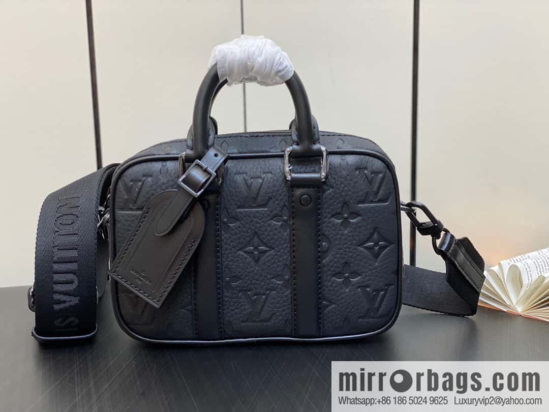 [Boutique‑grade] M82770 black embossed, full leather mini men's bag briefcase series NANO PORTE DOCUMENTS VOYAGE handbag