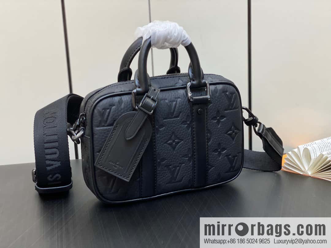 [Boutique‑grade] M82770 black embossed, full leather mini men's bag briefcase series NANO PORTE DOCUMENTS VOYAGE handbag