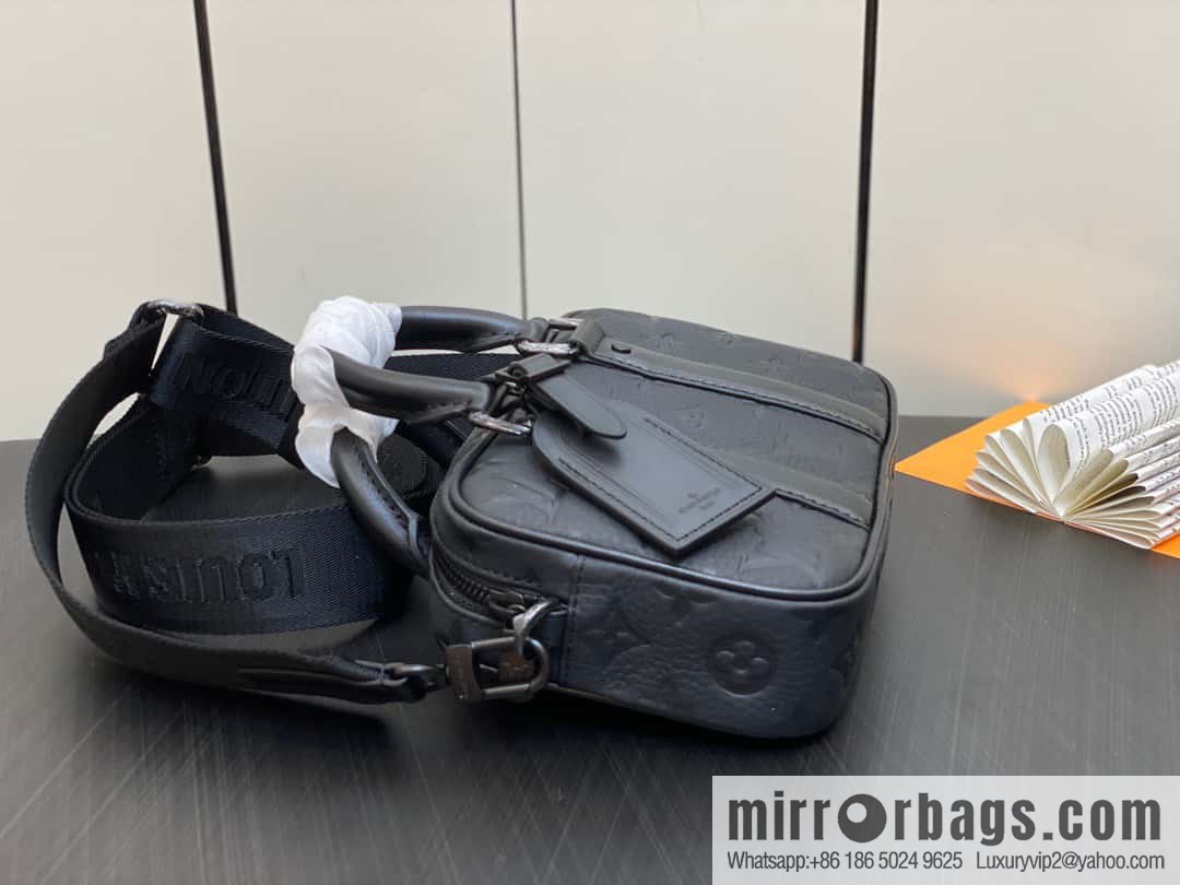 [Boutique‑grade] M82770 black embossed, full leather mini men's bag briefcase series NANO PORTE DOCUMENTS VOYAGE handbag