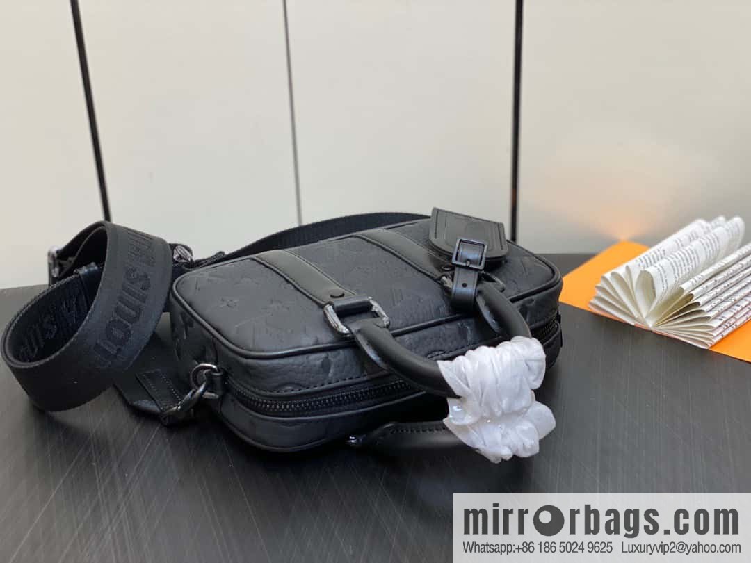 [Boutique‑grade] M82770 black embossed, full leather mini men's bag briefcase series NANO PORTE DOCUMENTS VOYAGE handbag