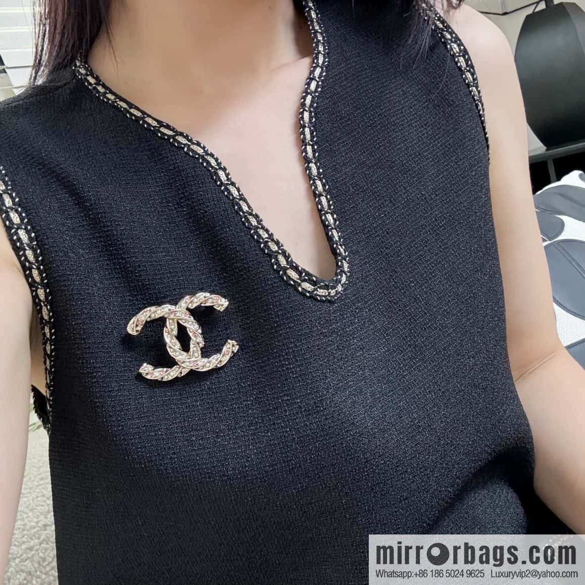 ☀️New ☑️ Chanel Double C Pink Diamond Pearl Brooch