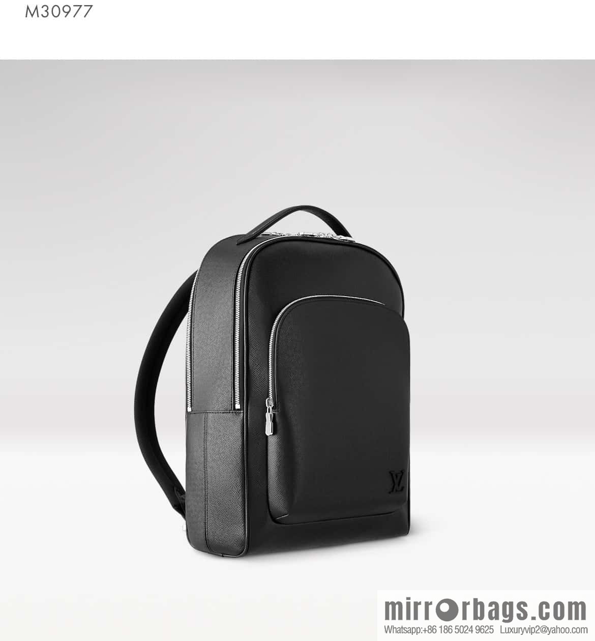 LV [Premium‑quality] M30977 black full leather, cross pattern backpack series Avenue backpack