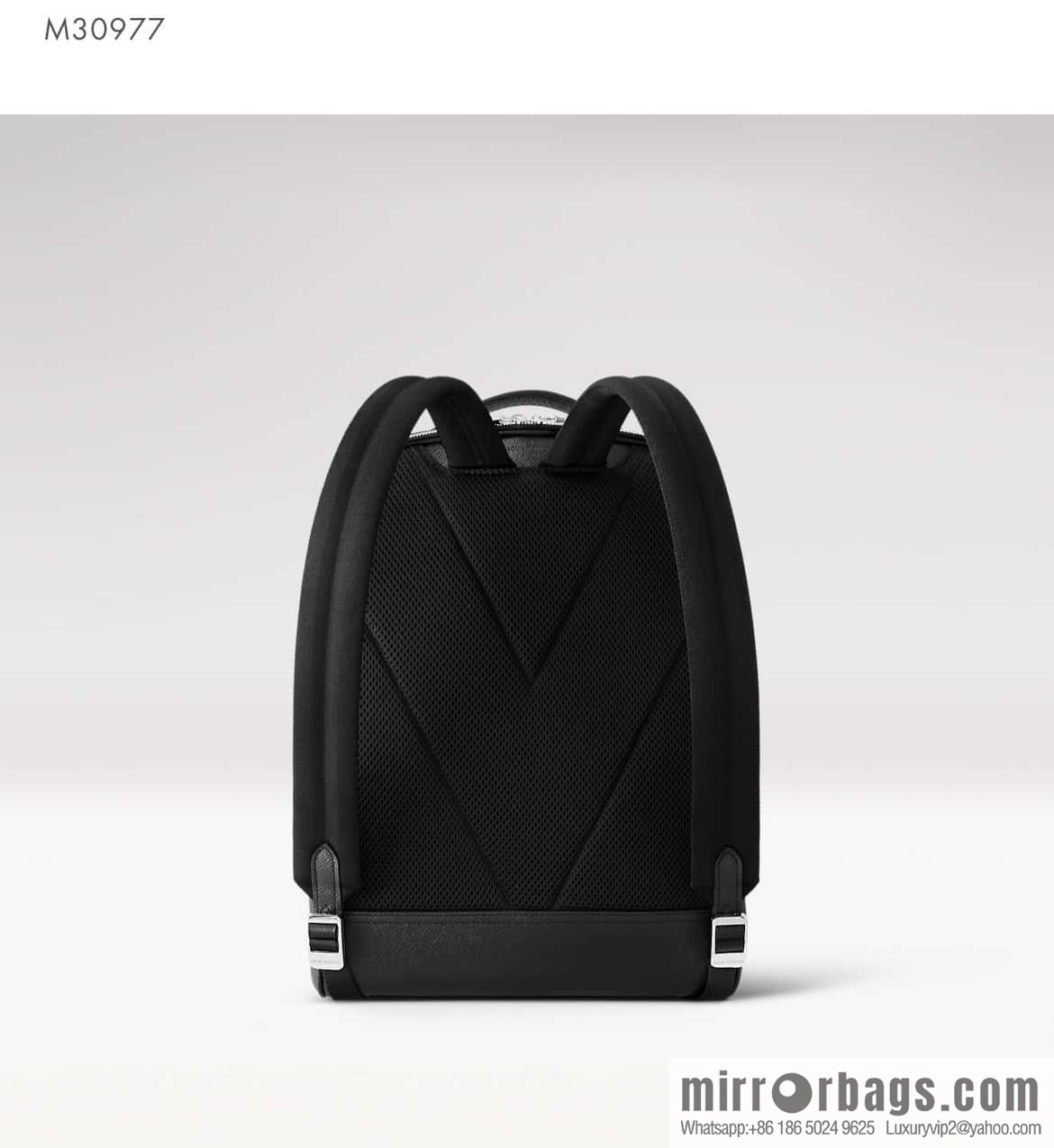 LV [Premium‑quality] M30977 black full leather, cross pattern backpack series Avenue backpack