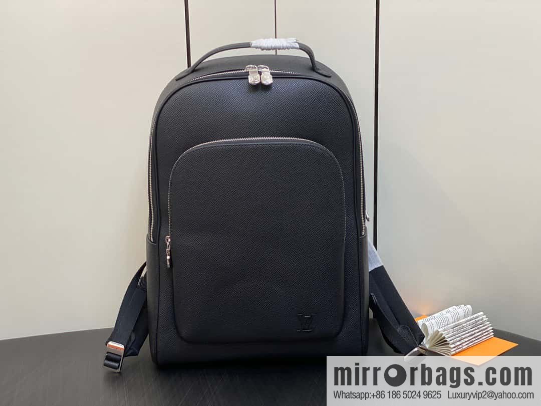 LV [Premium‑quality] M30977 black full leather, cross pattern backpack series Avenue backpack