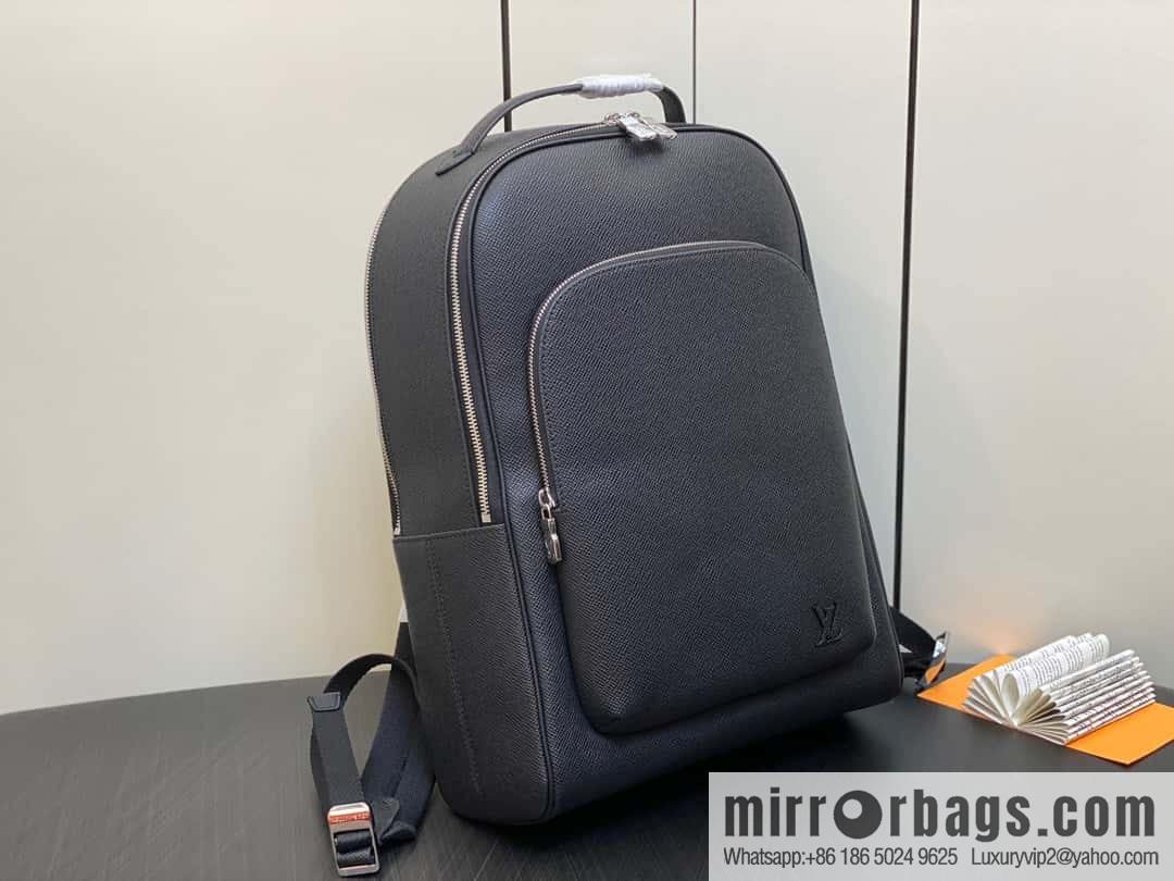LV [Premium‑quality] M30977 black full leather, cross pattern backpack series Avenue backpack
