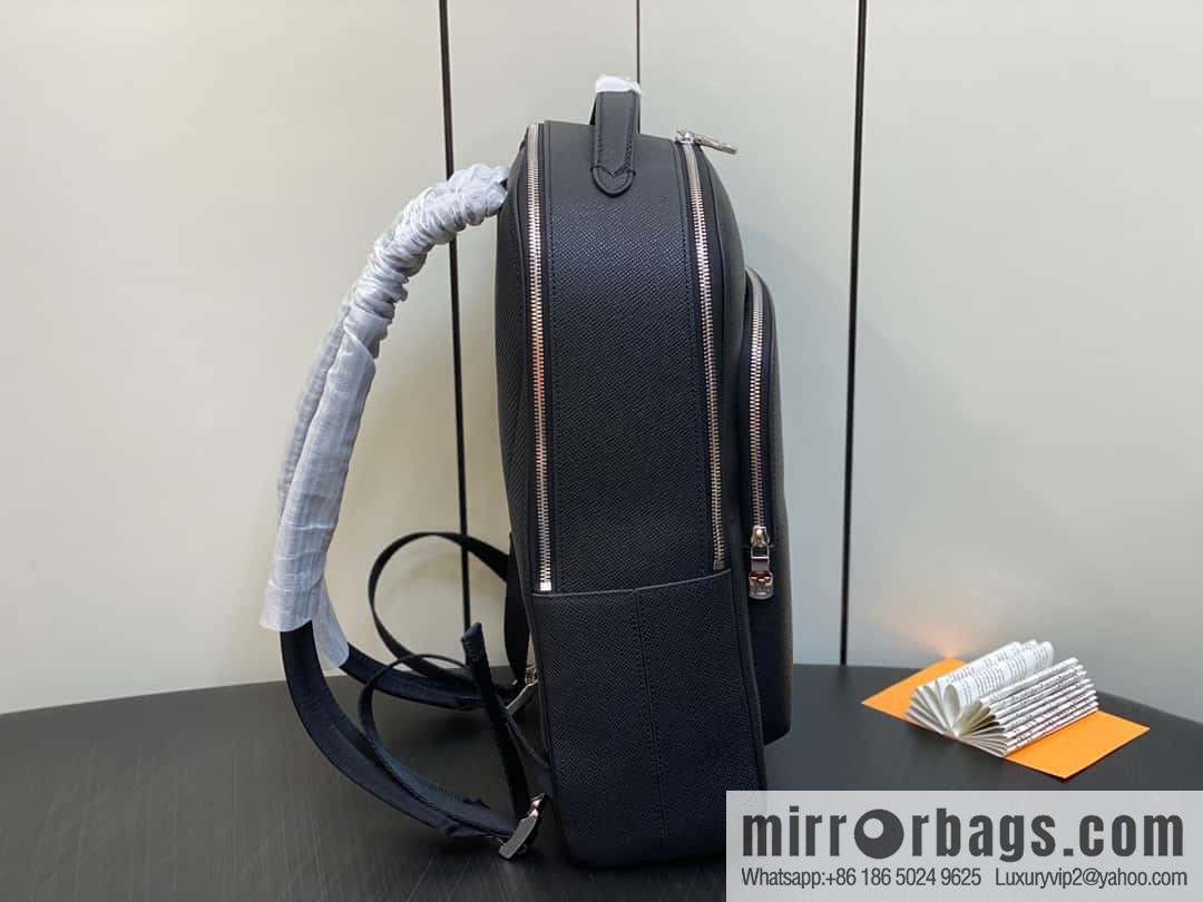 LV [Premium‑quality] M30977 black full leather, cross pattern backpack series Avenue backpack
