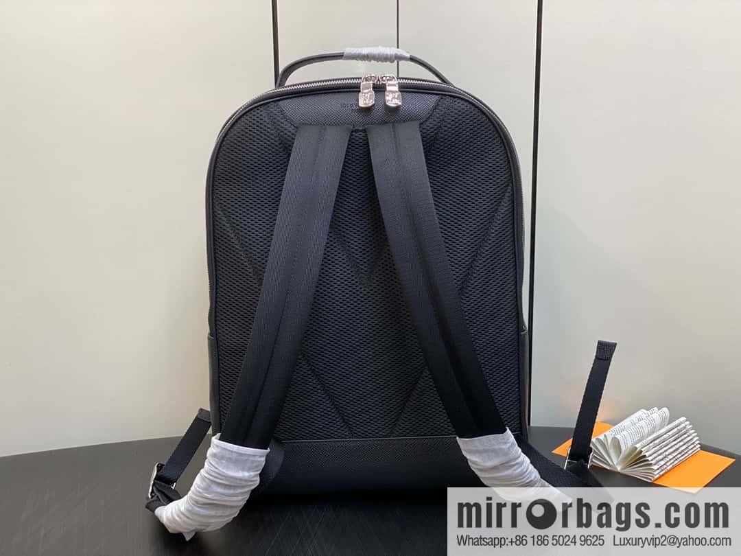 LV [Premium‑quality] M30977 black full leather, cross pattern backpack series Avenue backpack
