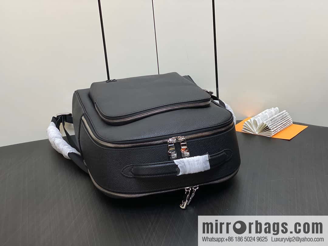 LV [Premium‑quality] M30977 black full leather, cross pattern backpack series Avenue backpack
