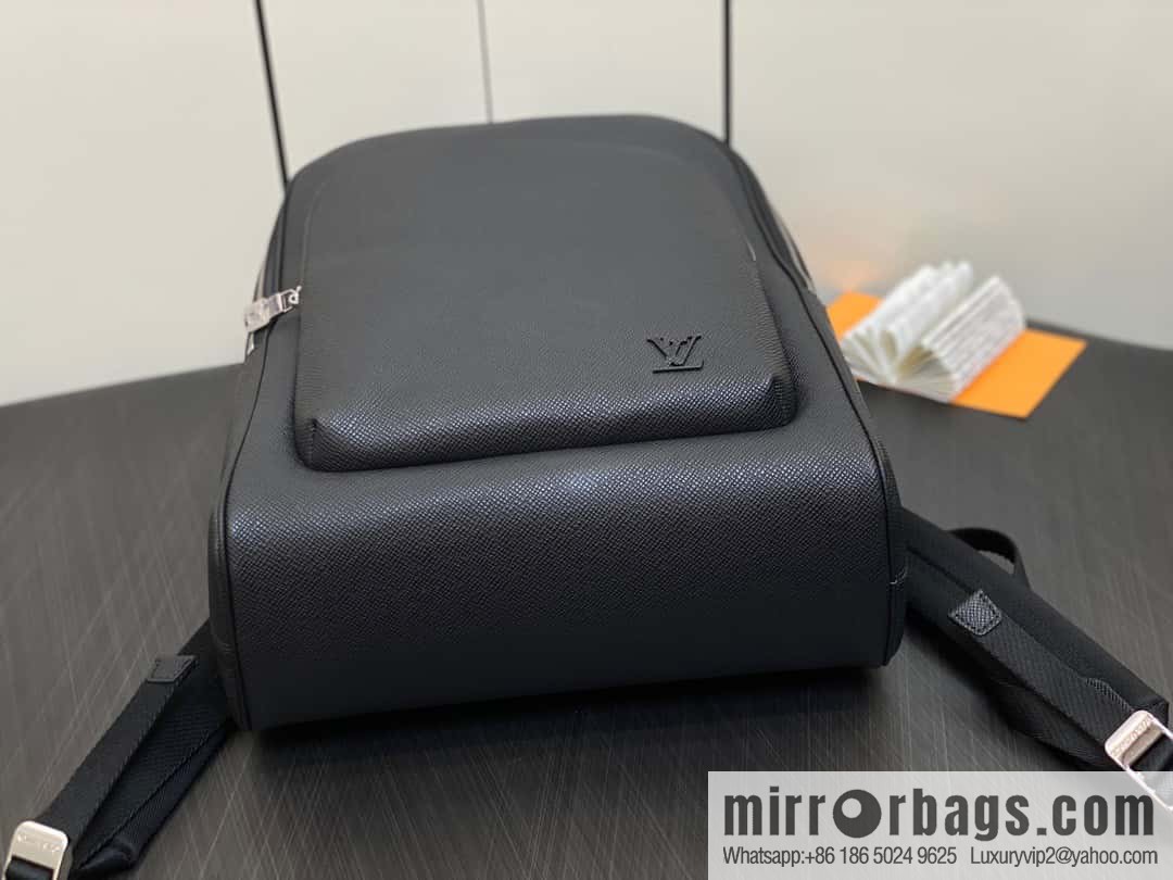 LV [Premium‑quality] M30977 black full leather, cross pattern backpack series Avenue backpack