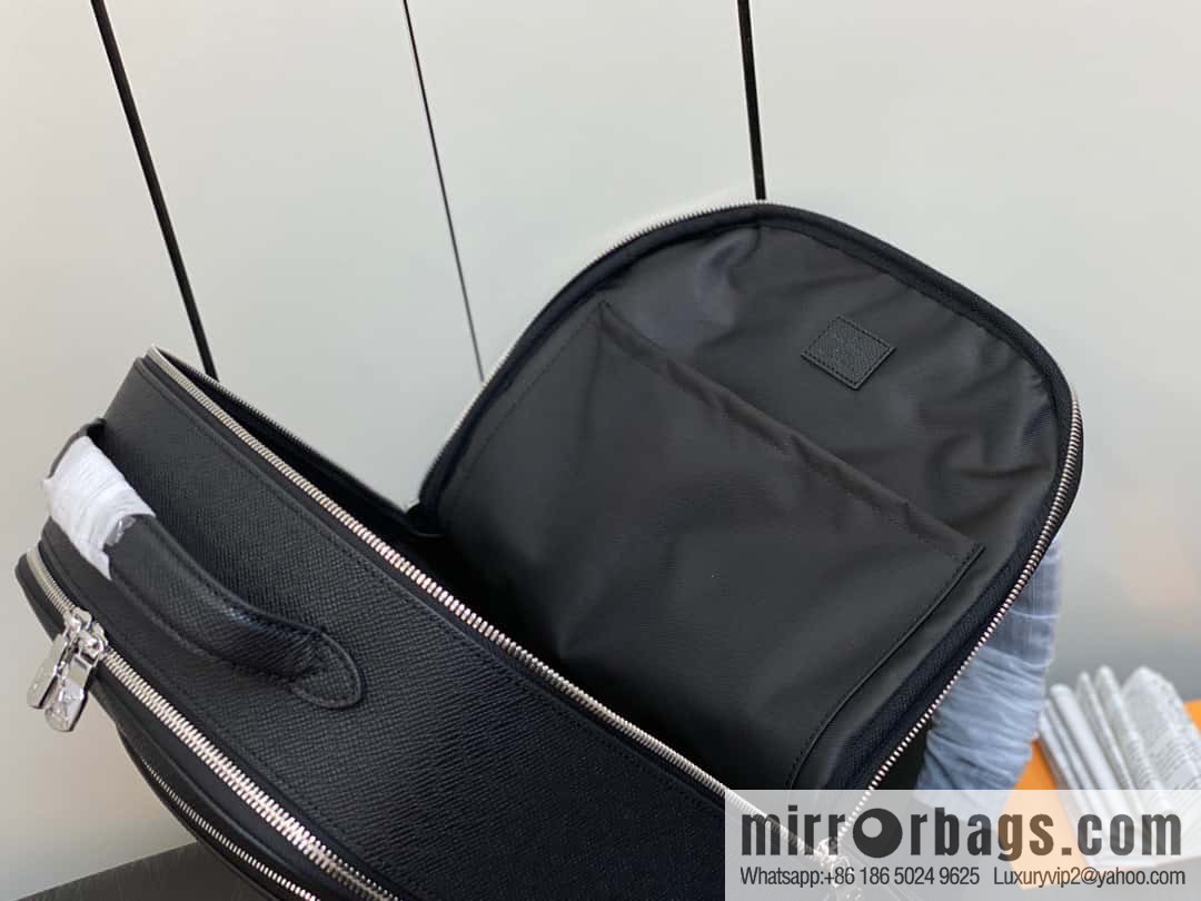 LV [Premium‑quality] M30977 black full leather, cross pattern backpack series Avenue backpack
