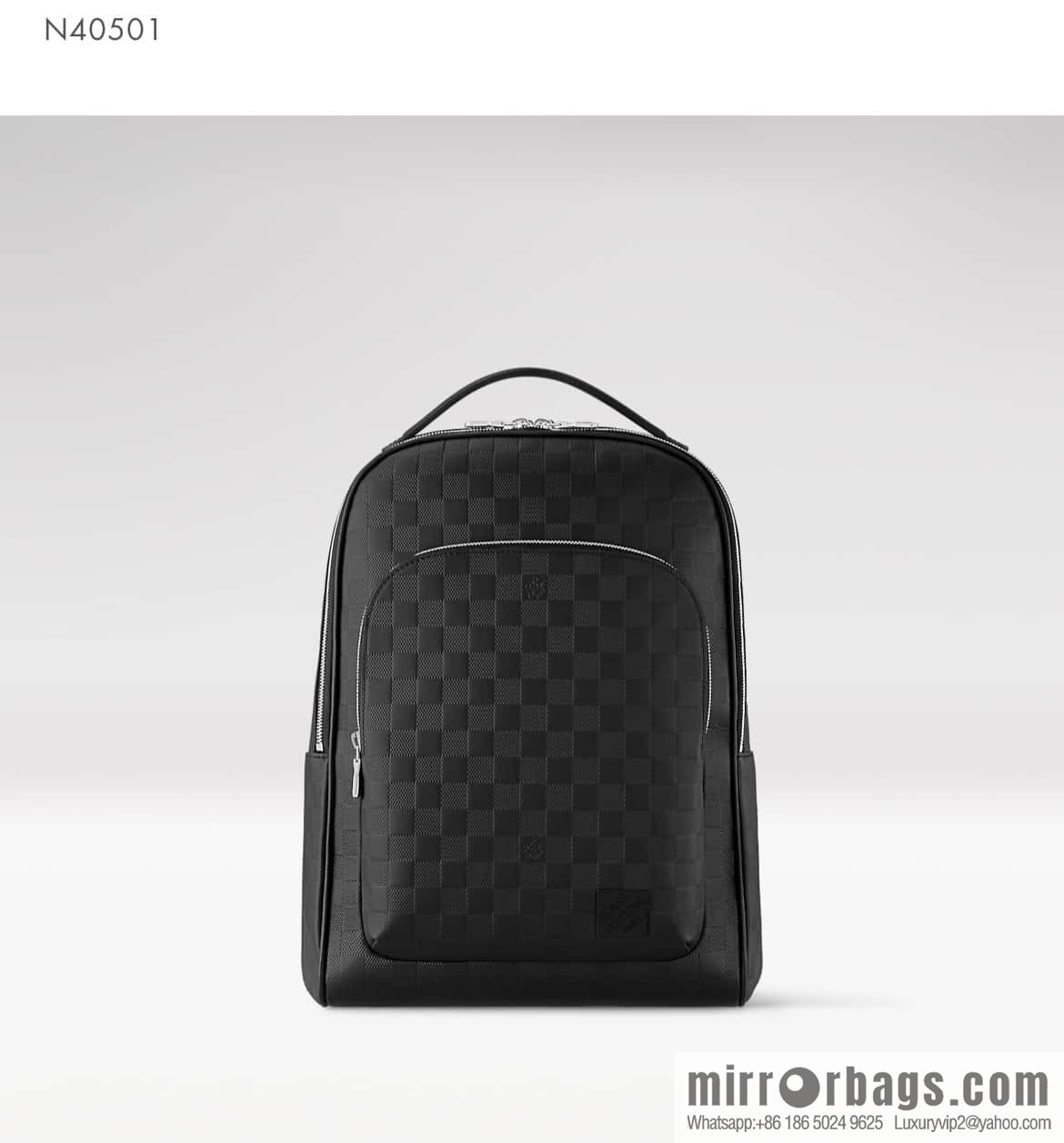 [Premium‑quality] N40501 black full leather pressure grid, full leather backpack series Avenue backpack