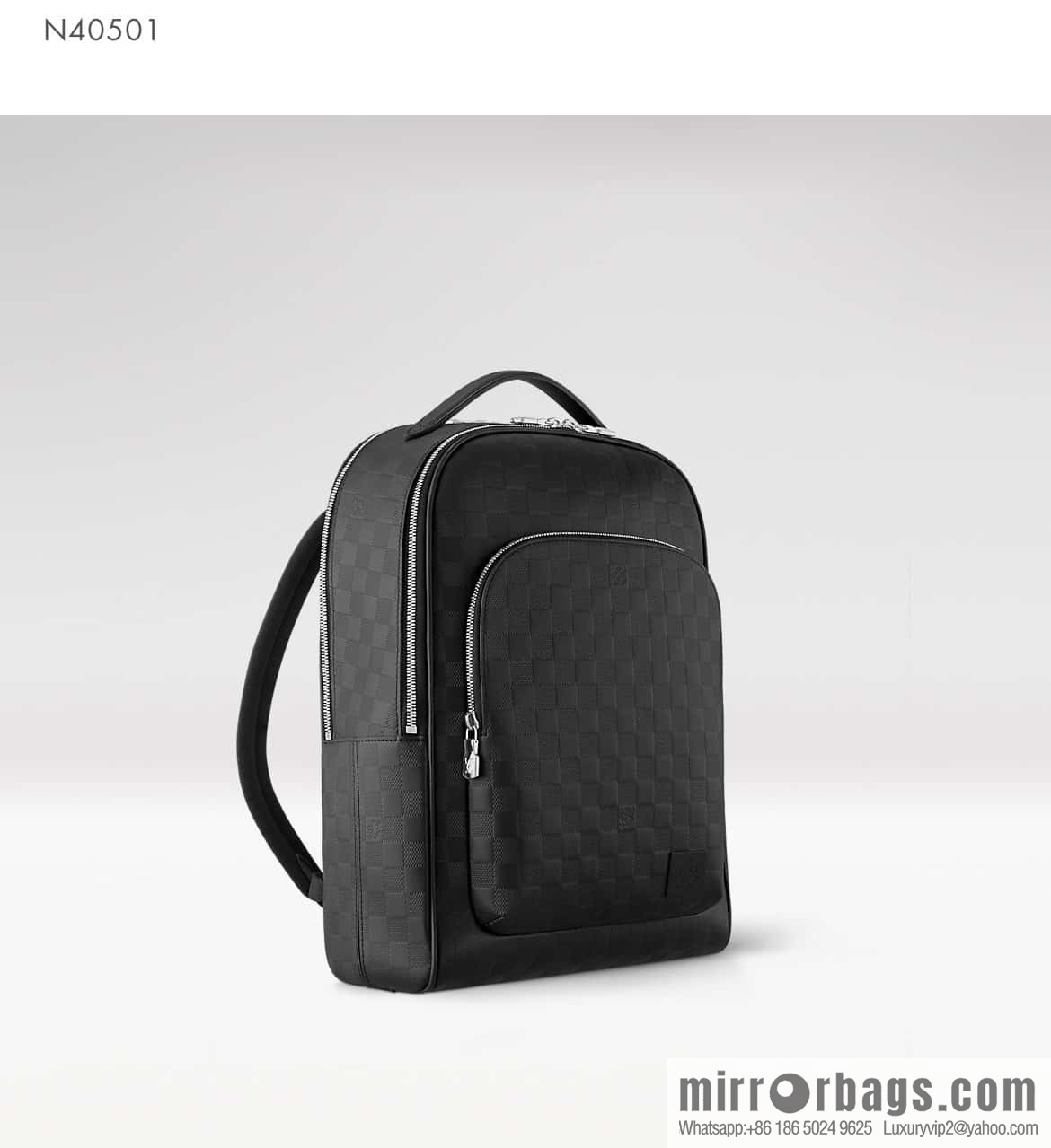 [Premium‑quality] N40501 black full leather pressure grid, full leather backpack series Avenue backpack