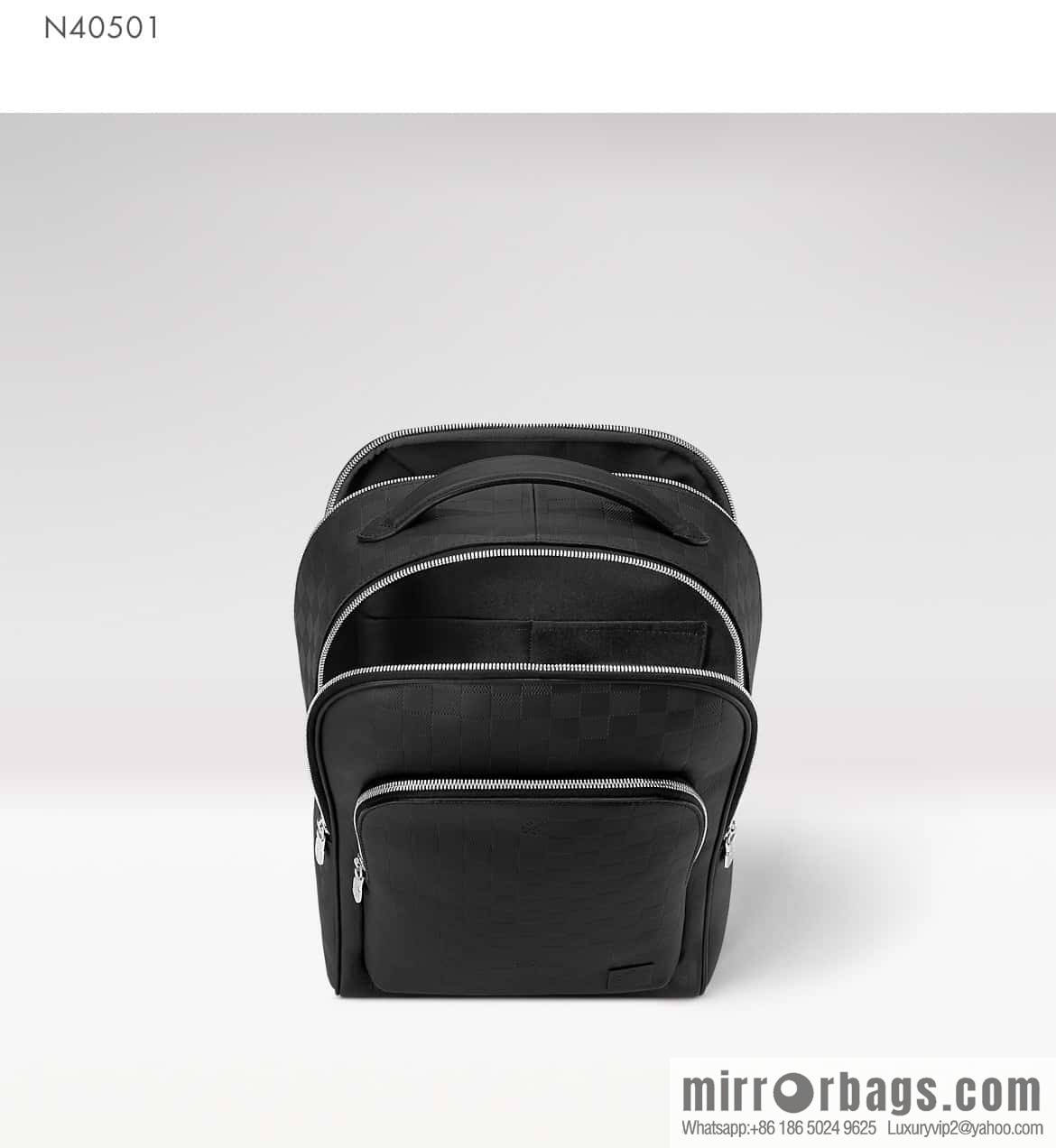 [Premium‑quality] N40501 black full leather pressure grid, full leather backpack series Avenue backpack