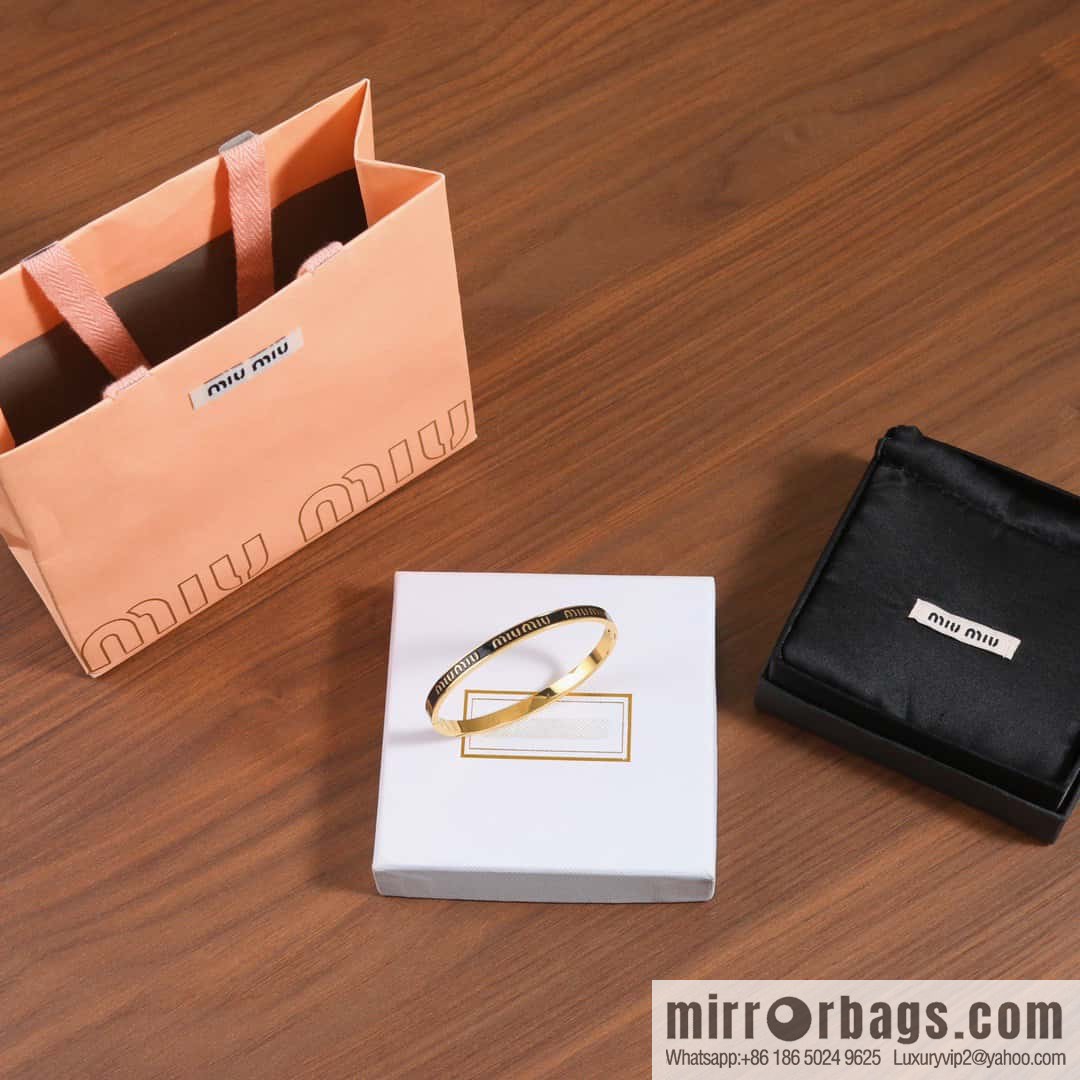 MIU MIU Miu Miu Black Enamel Letter Bracelet Bracelet
