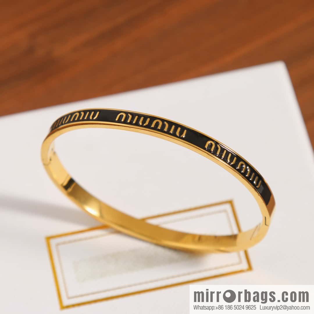 MIU MIU Miu Miu Black Enamel Letter Bracelet Bracelet